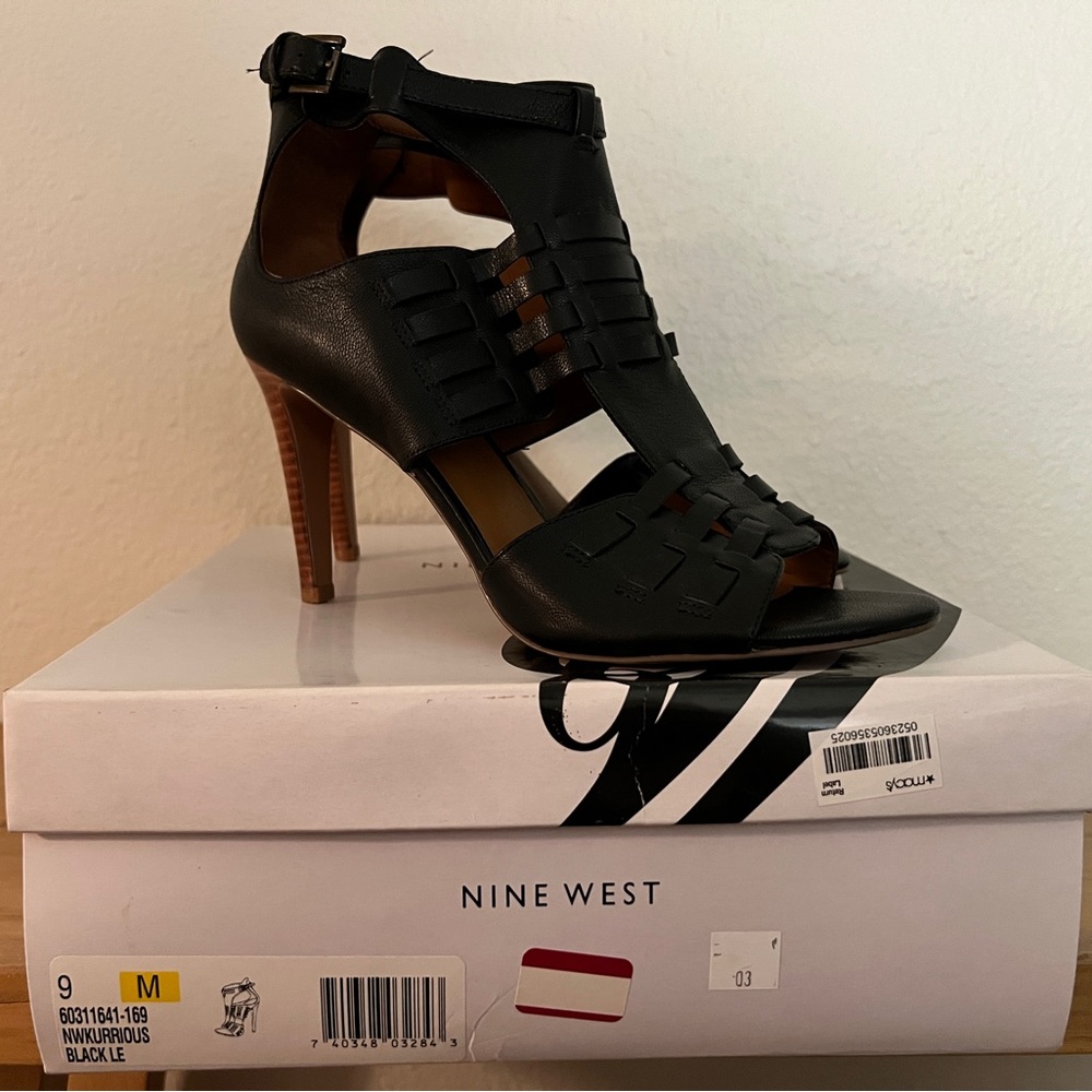 Nine West Black Leather High Heels
